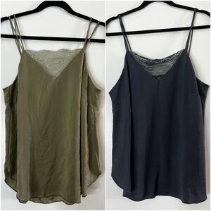 H&M Silky Lace Trim V-neck Spaghetti Strap Camisole Tank Blouse Bundle Set!